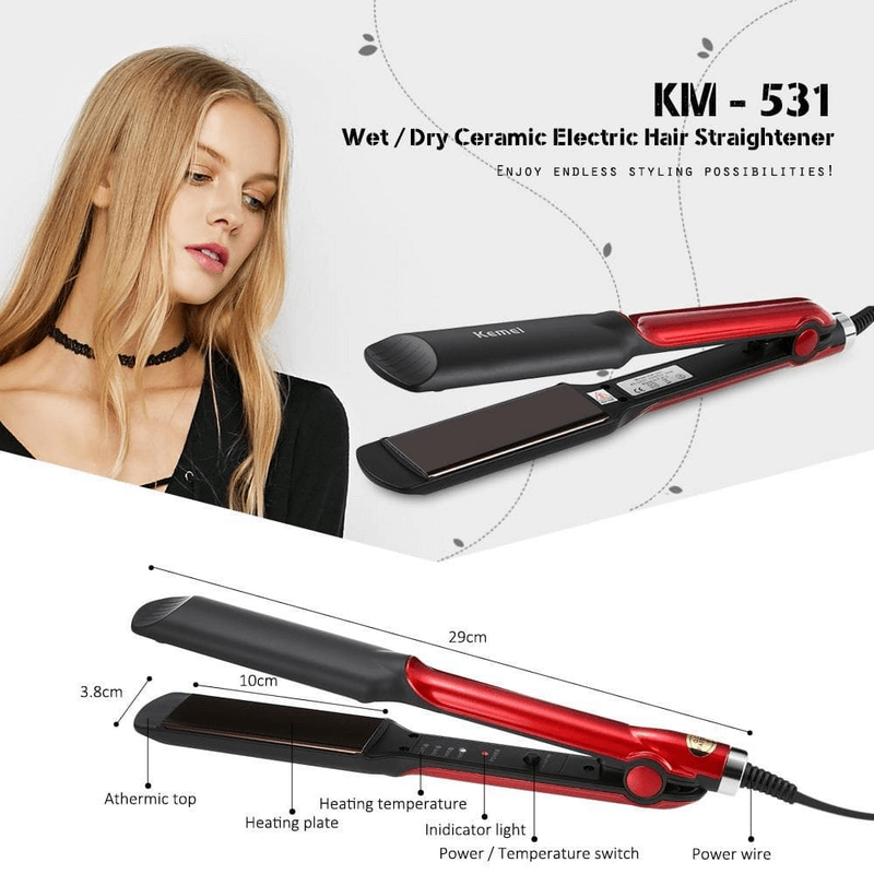 kemei wet/dry hair straightener km-531