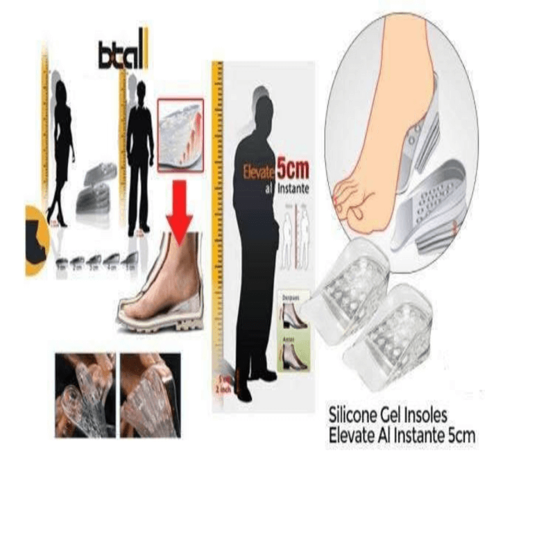Height increasing silicone insoles elevate 5cm al instante