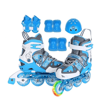 Adjustable skate shoes with helmet knee brace