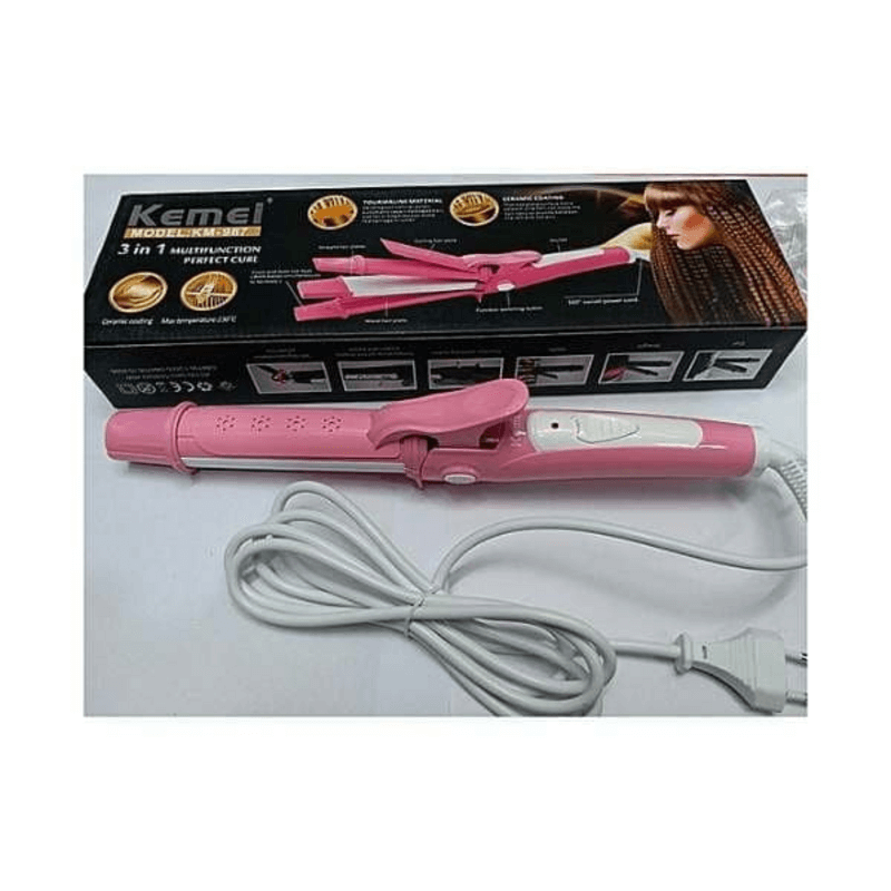 Kemei 3 in 1 hair straightener curler crimper km-987