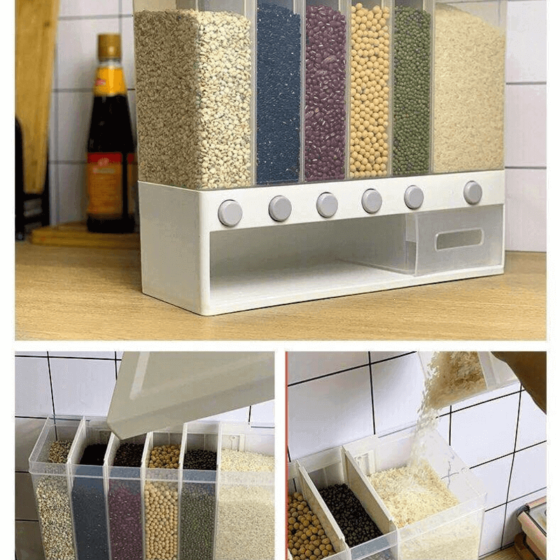 Wall mounted kitchen rice and cereal dispenser
