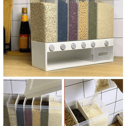 Wall mounted kitchen rice and cereal dispenser