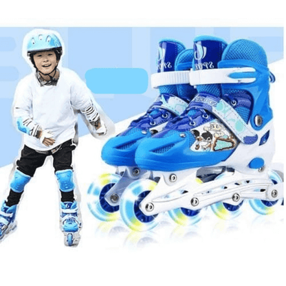 Adjustable skate shoes with helmet knee brace