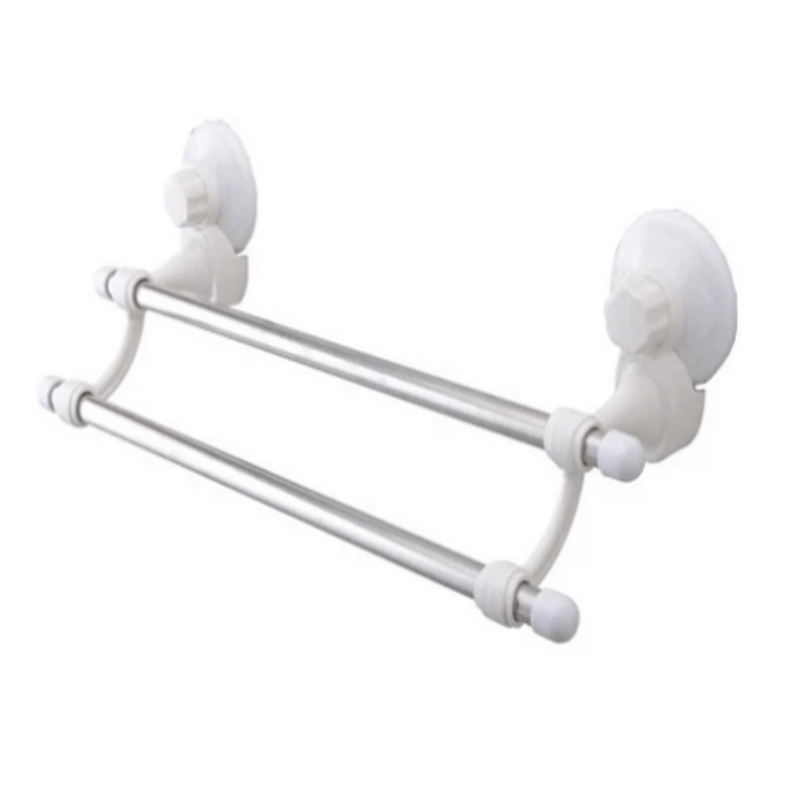 Suction cup double bar towel holder - white