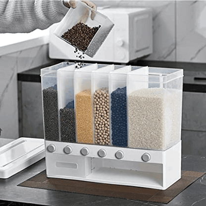 Wall mounted kitchen rice and cereal dispenser
