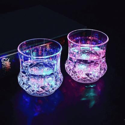Led flashing liquid activated light up glass