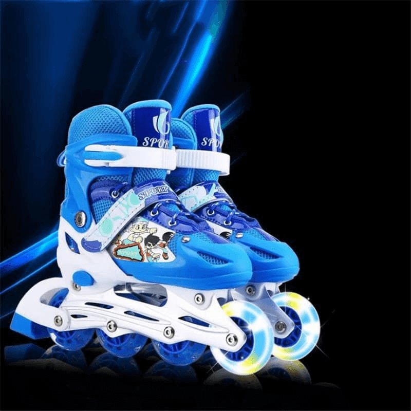 Adjustable skate shoes with helmet knee brace