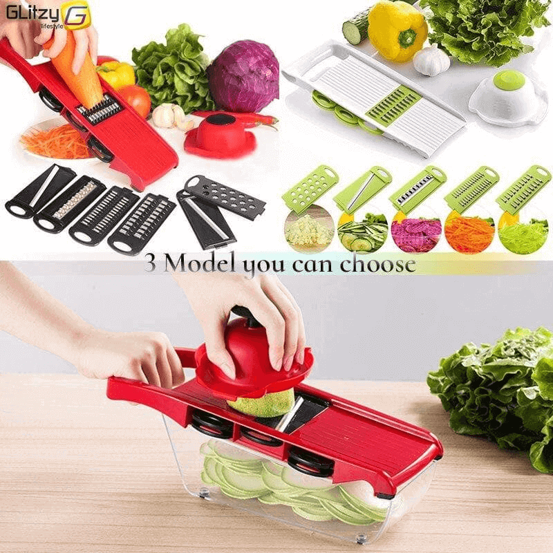 Vegetable cutter slicer grater chopper six interchangeable blades