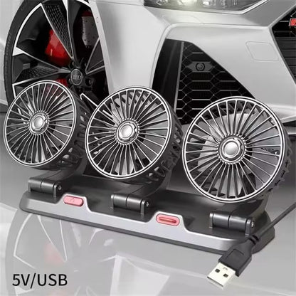 Portable 360°Rotating Three Heads Car Cooling Fans