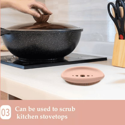 3 pcs 2 in 1 silicone cleaning brush and caddy