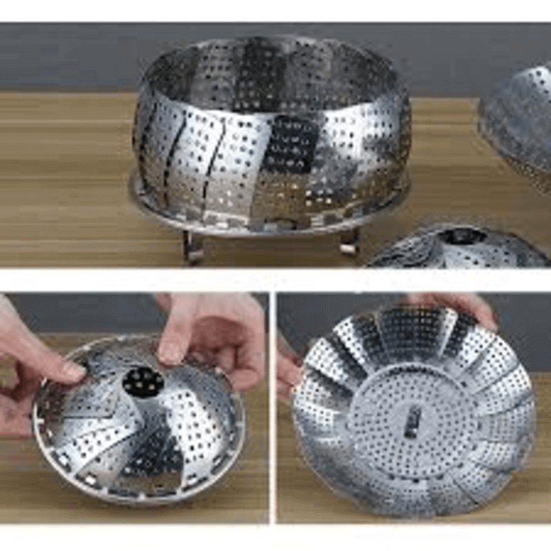 Foldable stainless steel food steamer basket