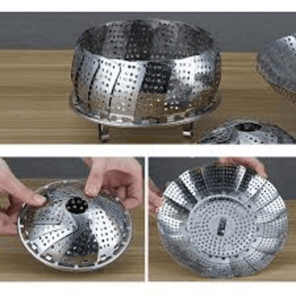 Foldable stainless steel food steamer basket