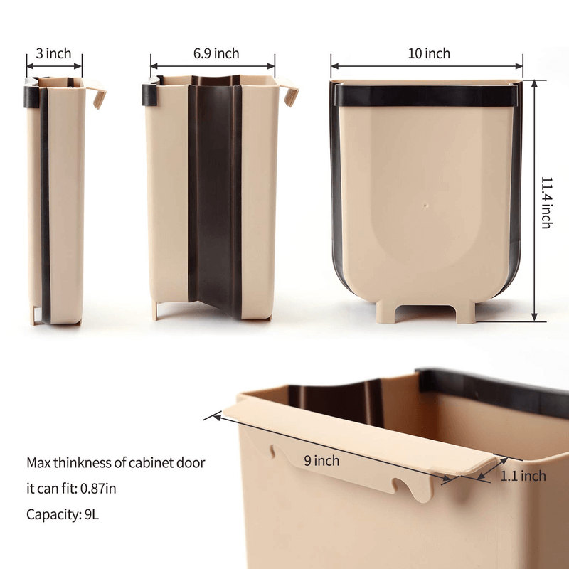Foldable cabinet trash bin travel size