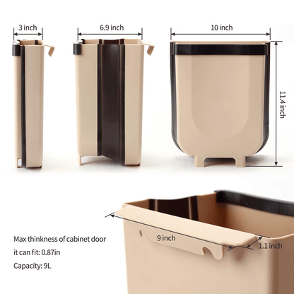 Foldable cabinet trash bin travel size