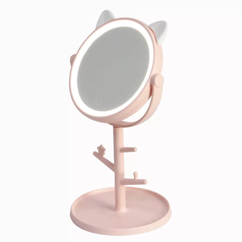 Makeup led mirror pink cat ear design