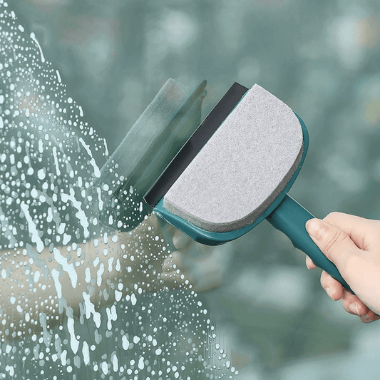 Dual sided bathroom sponge and wiper