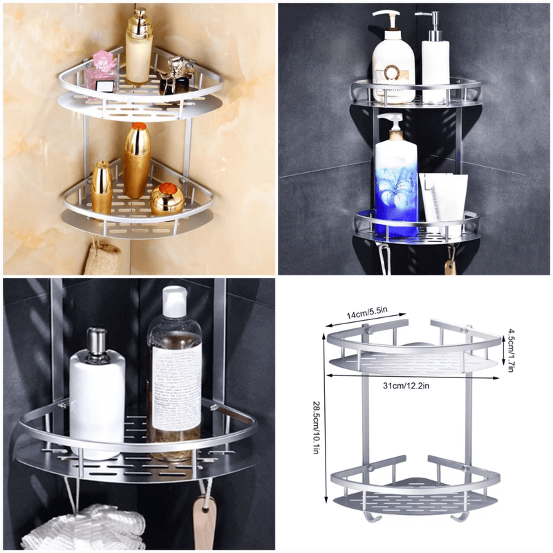 2 tier aluminum corner rack wall mounted