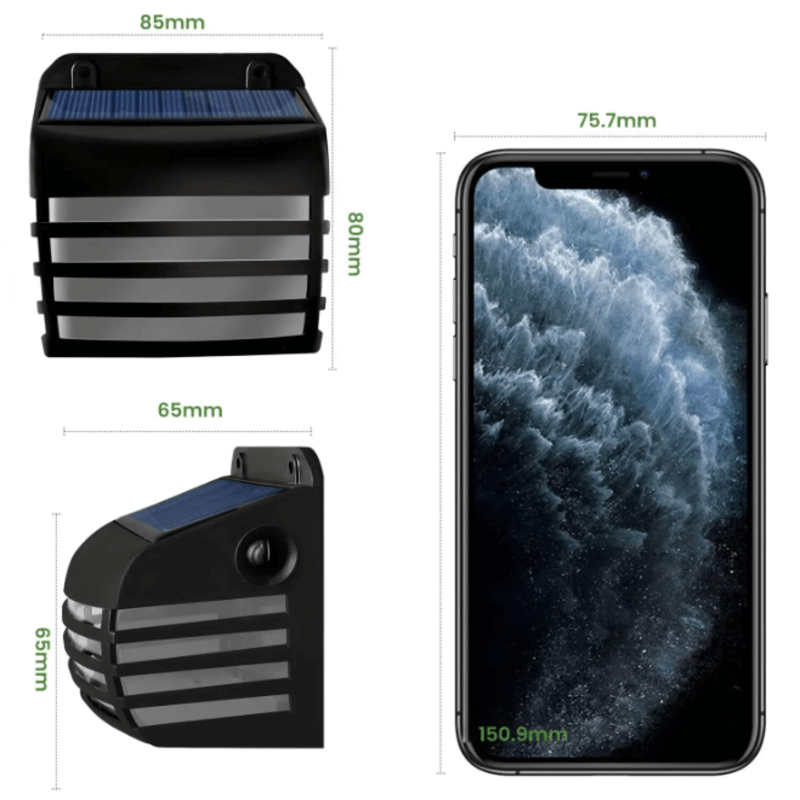 Solar powered outdoor wall light black