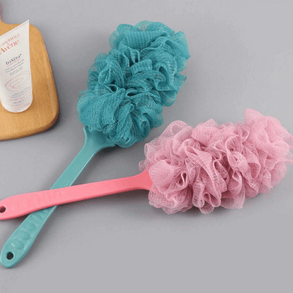 Gentle back scrubber shower pouf