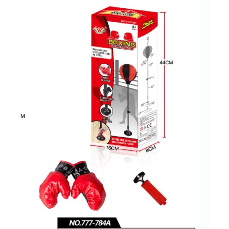 Children boxing punch bag with gloves