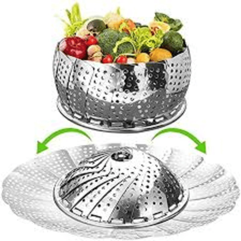 Foldable stainless steel food steamer basket