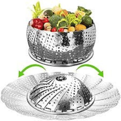 Foldable stainless steel food steamer basket