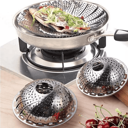 Foldable stainless steel food steamer basket