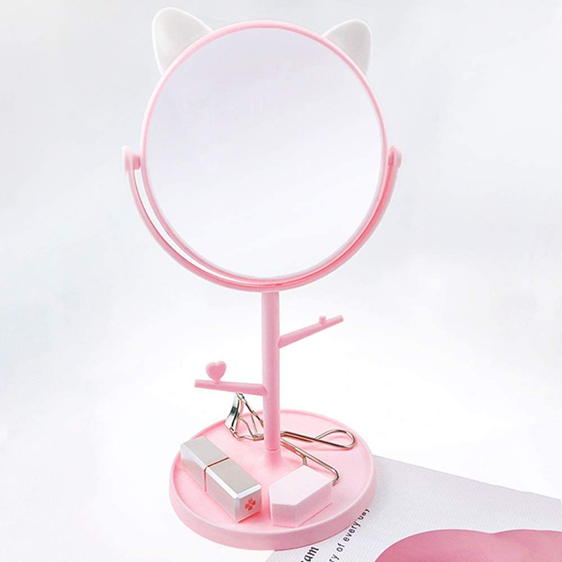 Makeup led mirror pink cat ear design