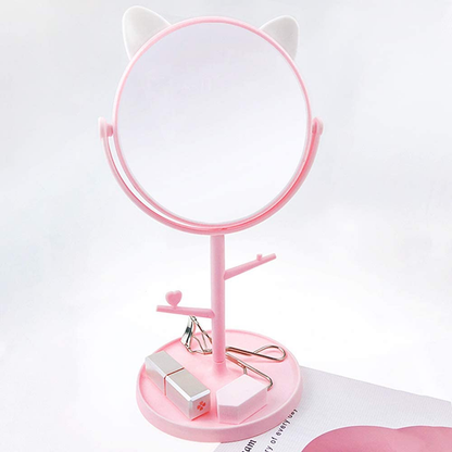 Makeup led mirror pink cat ear design
