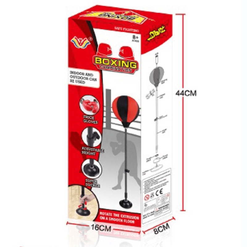 Children boxing punch bag with gloves