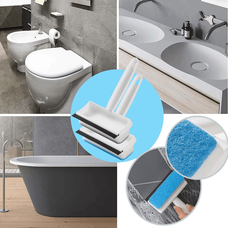 Dual sided bathroom sponge and wiper