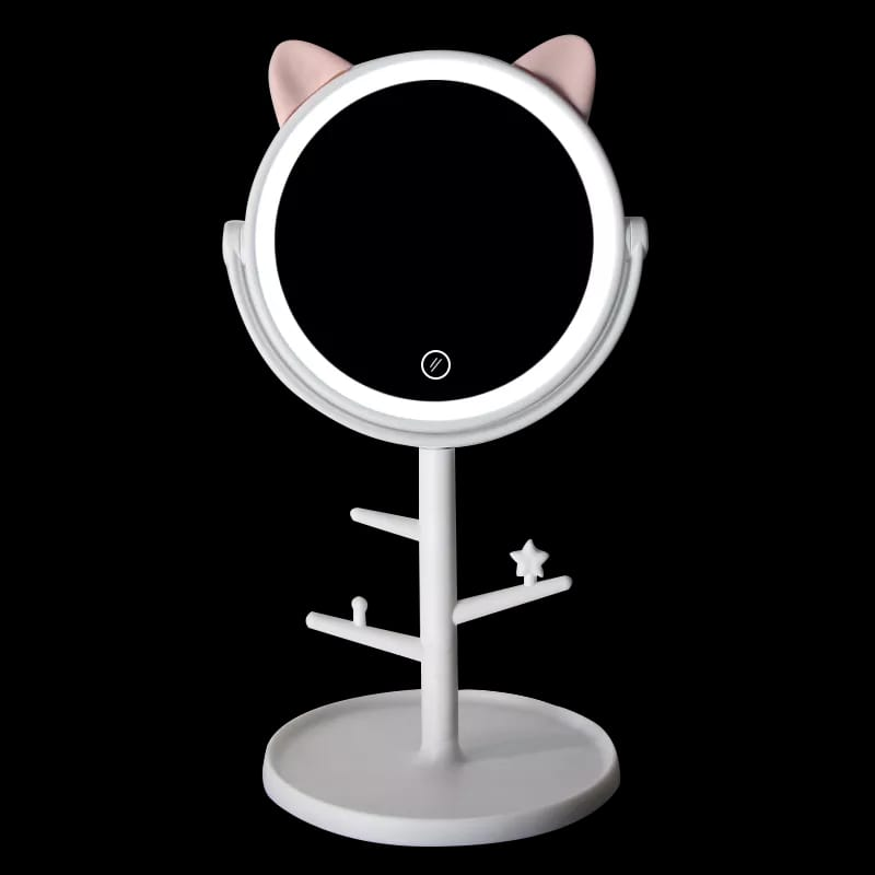Makeup led mirror pink cat ear design