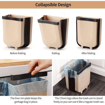 Foldable cabinet trash bin travel size