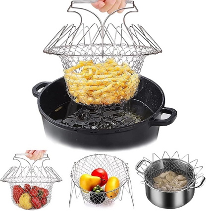 Steam rinse deep fry chef magic mesh basket