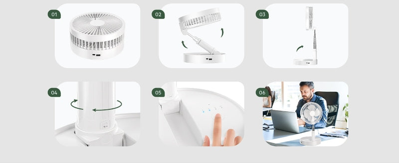 Foldable table floor standing fan
