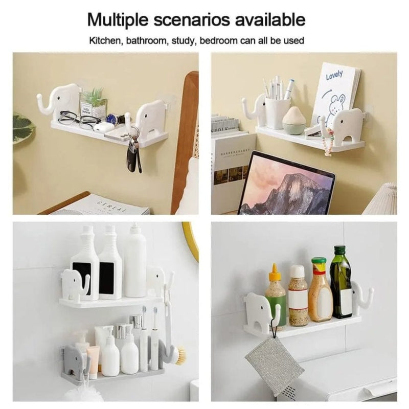 Multifunctional elephant shape wall mounted storage shelf