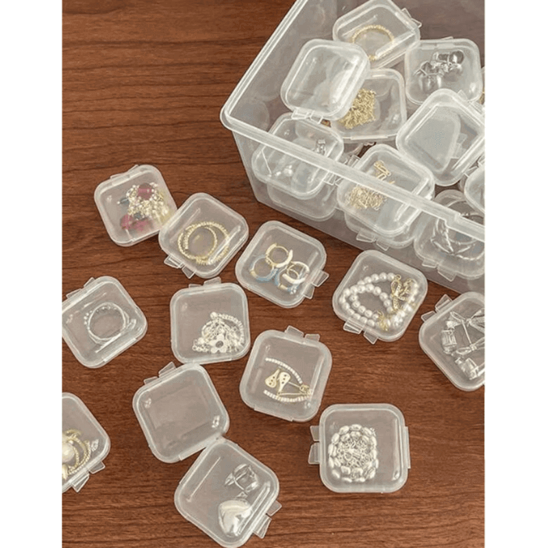 10 pcs transparent mini jewelry storage box