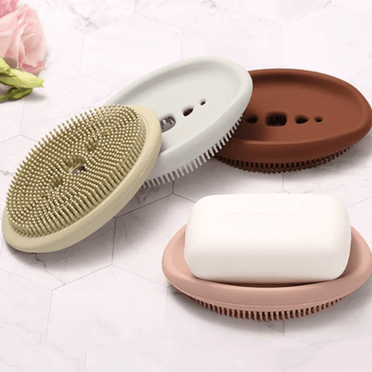 3 pcs 2 in 1 silicone cleaning brush and caddy