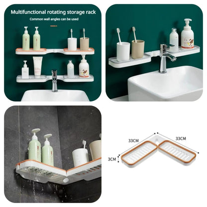 Rotatable bathroom corner rack wall mounted