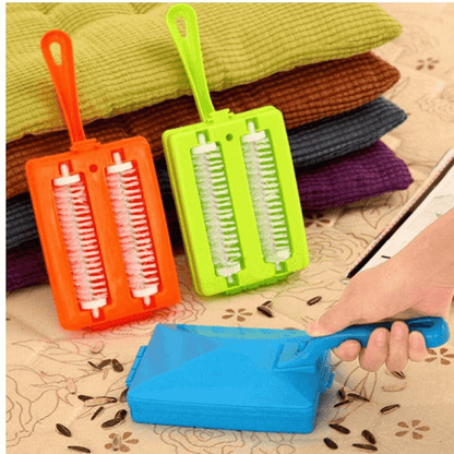Handheld double roller carpet brush