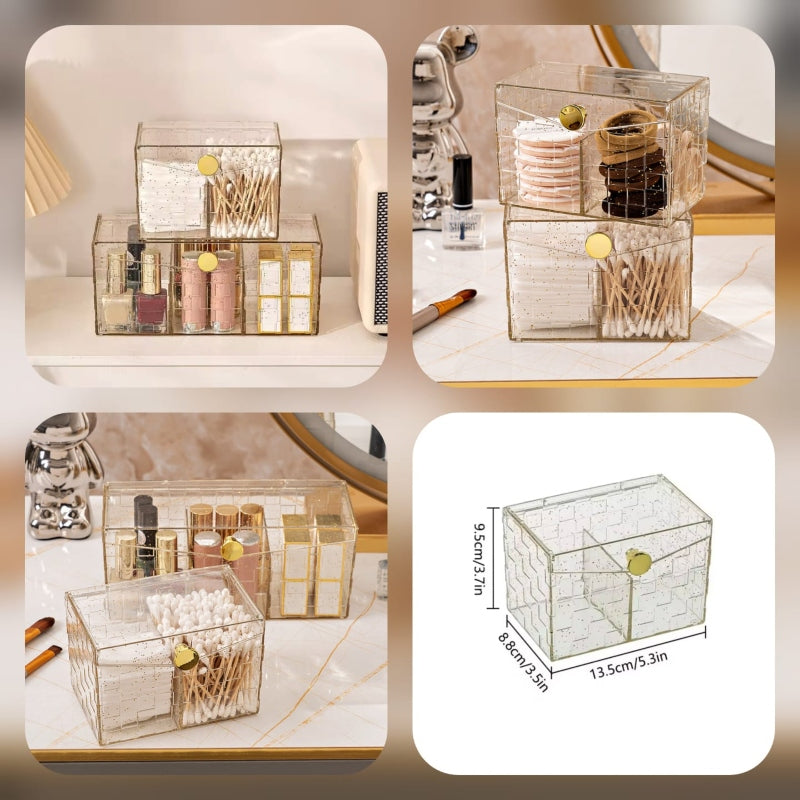 Dustproof 3 Partition Cotton Bud and Lipstick Organizer