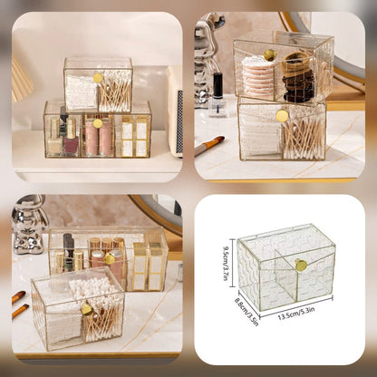 Dustproof 3 Partition Cotton Bud and Lipstick Organizer