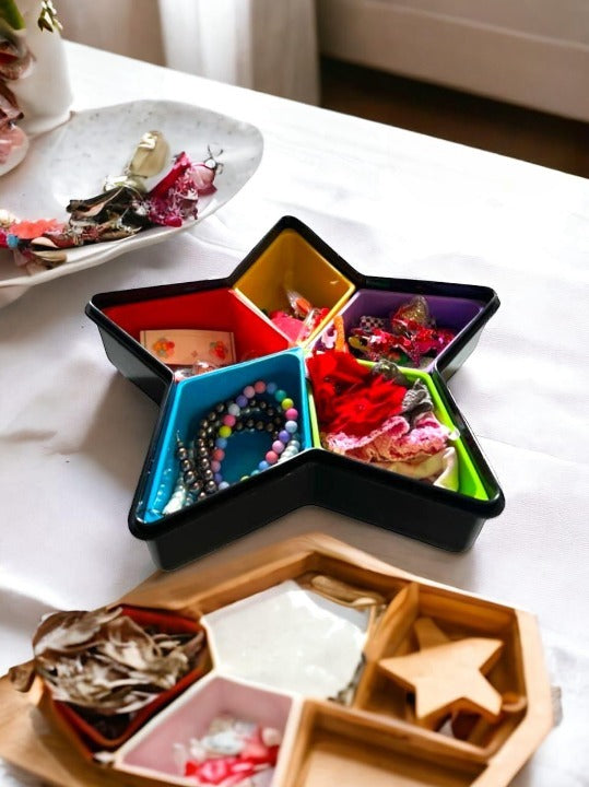 Star Shape 5 Cell Colorful Spice Rack Set with Lid