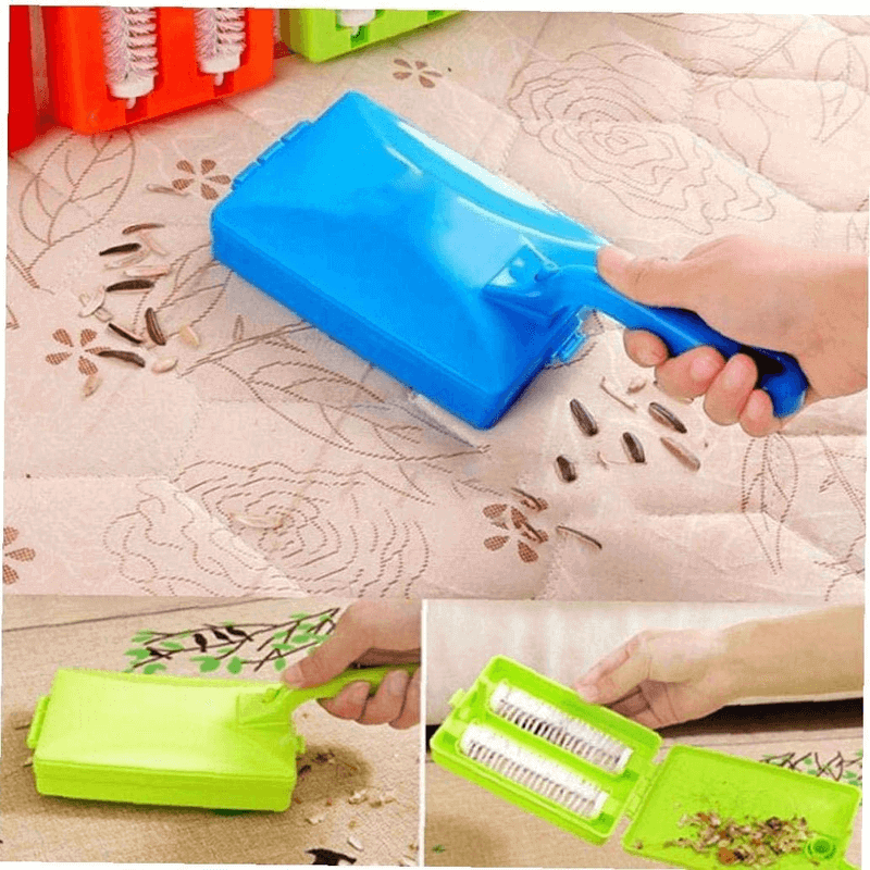 Handheld double roller carpet brush