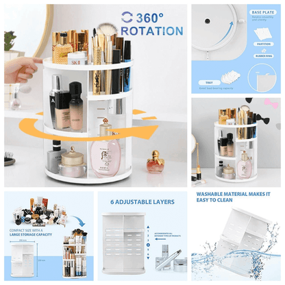 Diy 360 ​​swivel makeup organizer vanity shelf