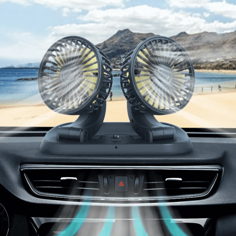 Fast cooling dashboard double heads mini fan