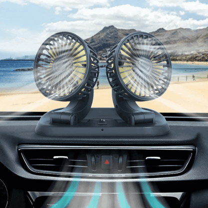 Fast cooling dashboard double heads mini fan