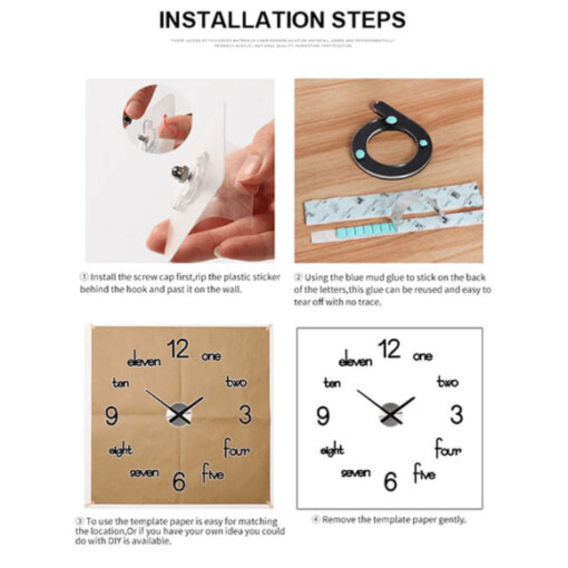 Diy 3d modern acrylic wall clock large