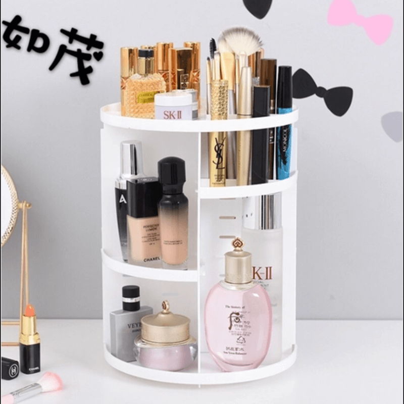 Diy 360 swivel makeup organizer vanity shelf