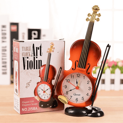 Creative table clock student violin